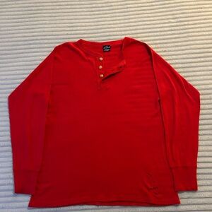Men's Red Duofold Distressed Henley 90s